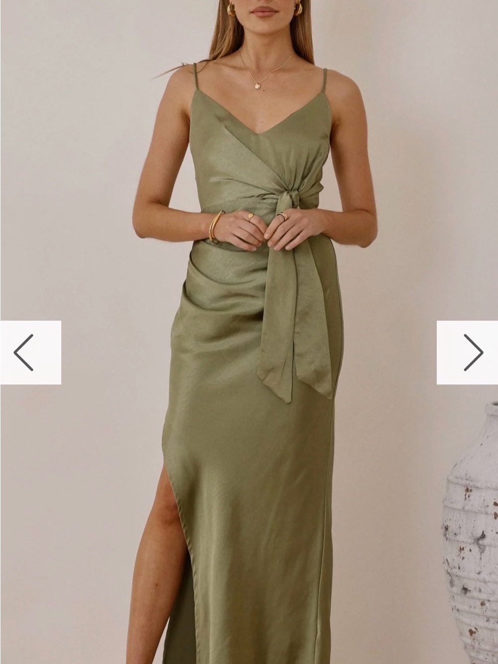 Billy J Olive Tie-Front Maxi Dress